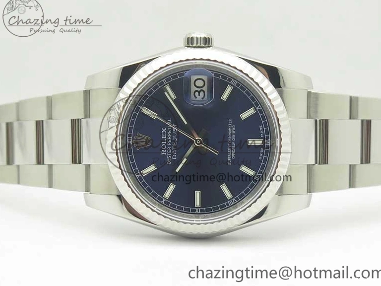 MiroTime 0225 DateJust 36 SS 116234 Fluted Bezel DJF Best Edition Blue Dial Stick Markers on SS Oyster Bracelet A Affordable 3373